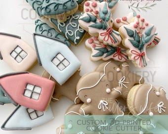Mini Christmas Cookie Cutters, Holiday Cookie Cutter, Winter Season Cutter, Xmas Village Cutter, Merry Cookie Cutter, 3D Printed