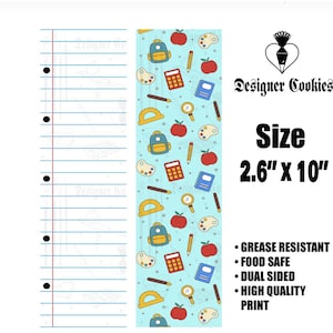 5” x 8” School Supplies Backer, Cookie Food Safe Backer, School Box Backer, Cookie Box Backer, Cookie Packing, Packing Supplies, School