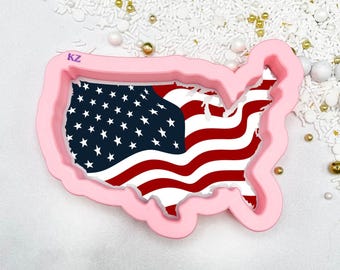 United States of America Cutter and Stencil, Patriotic Cookie Cutter, 4th of July Stencil, USA Cookie, Memorial Day Cutter, 3D Printed