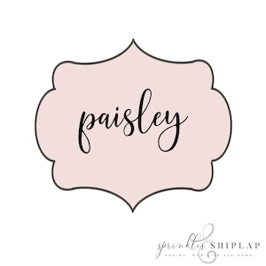 Paisley Plaque Cookie Cutter | Elegant Name Frame | Minted Prints | Fancy Label Cutter | 3D Printed PLA | Custom Message Cookie