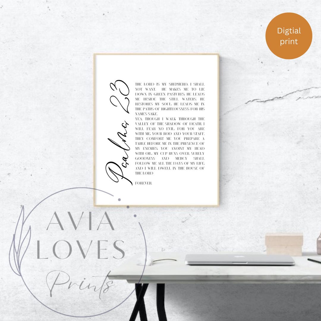 Psalm 23 Typography Art Print | Bible Verse Wall Decor | Christian Home ...