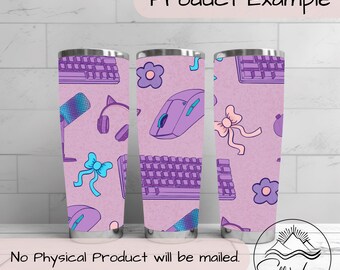 Adesivo para copo térmico Coquette Gamer, 590ml (20oz) - Sublimação (Download Digital)