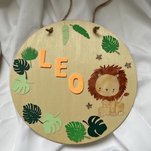 Targa regalo per porta in legno per bambini, armadio, nome personalizzato, battesimo, baby shower, festa a tema