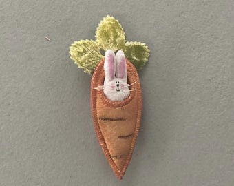 Pin de conejito, pines de Pascua, conejito pequeño, zanahoria