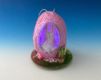 Easter Egg Diorama with changing color light, Easter Bunny, Easter Egg