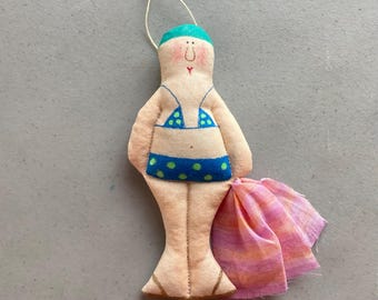 Handmade swimmer Ornament