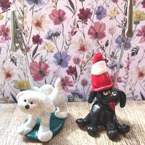 Funny Dog Photo Holder: Handmade Quirky Pets Picture Holder, Unique Photo displays, Polymer Clay Memo Clip, 2 designs to choose from