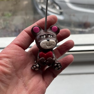 Handmade Polymer Clay Bear Photo Holder: Novelty Memo Clip