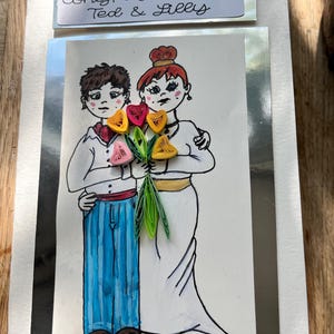 Tarjeta personalizada de felicitaciones, tarjeta de novios, tarjeta del día de la boda, tarjeta de pareja feliz, lindas felicitaciones en 3D por el día de su boda,