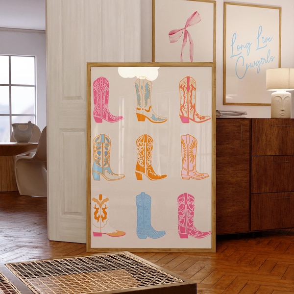 Colorful Cowboy Boots Art Print: Western Wall Decor (Digital Download)