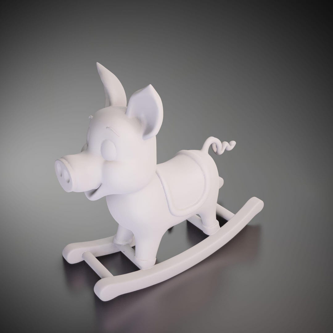 Rocking Pig - 3D Printed Model | Custom Size & Color | LED Option ...