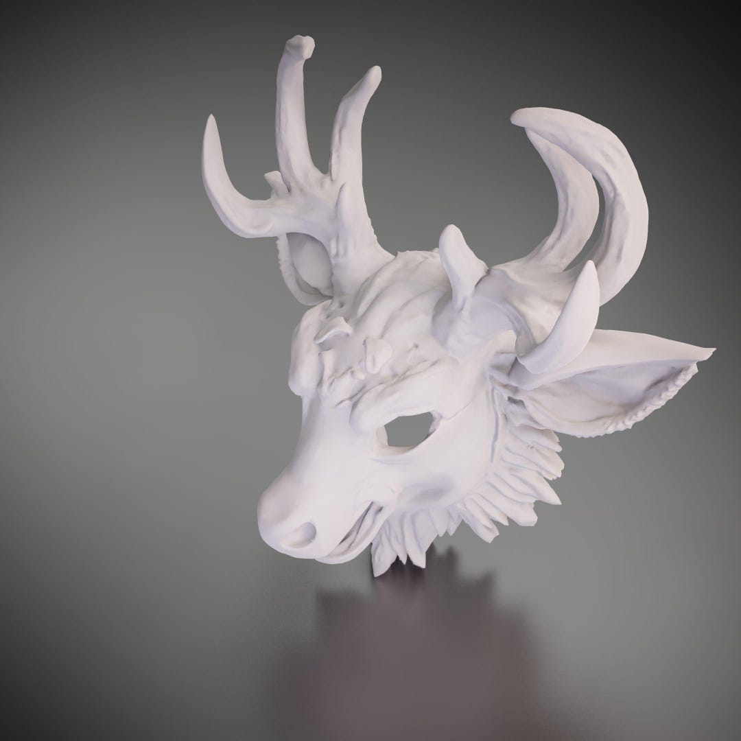 Deer Mask - 3D Printed Model | Custom Size & Color | LED Option ...