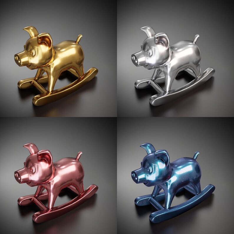 Rocking Pig - 3D Printed Model | Custom Size & Color | LED Option ...