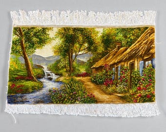 Handmade 3D Countryside Cottage Carpet Panel
