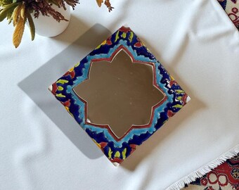 Handmade Ceramic Hanging Mirror- 10cm x 10cm