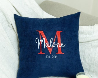 Embroidered Name Pillow, Family Name Pillow, Custom Family Cushion, Housewarming Gift, Wedding Gift, Anniversary Gift, Personalize Last Name