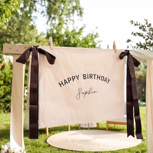 Benutzerdefinierte Geburtstagsbanner, personalisierter Geburtstagsname Stoffschild, Stoff-Geburtstagsschild, Partydekor, Partybanner, alles Gute zum Geburtstag Leinwandschild