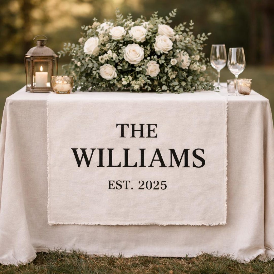 Personalized Wedding Table Sign, Custom Embroidered Sweetheart Table ...