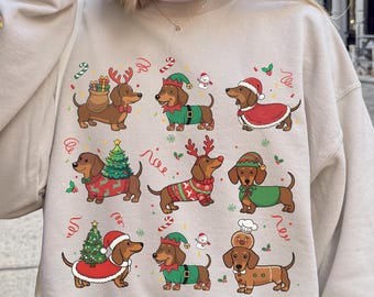 Funny Dachshund Christmas Sweatshirt Wiener Dog Holiday Shirt Dog Lover Gift Holiday Sweater Cute Christmas Dog Shirt Funny Pet Lover Gift
