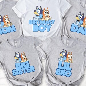 Birthday Blue Dog T-Shirt Dad Mom Of The Birthday Girl / Boy Shirt Birthday Family Shirts Family Matching Shirt Kids Birthday Shirt