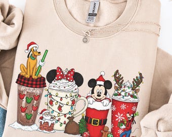 Disney Weihnachten Kaffee Sweatshirt Kaffee Liebhaber Disney Pullover Frauen Kaffee Shirt Disney Weihnachten Shirt Mickey Latte Shirt Mickey Hoodie