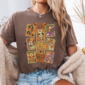Vintage Disney Stamps Shirt Mickey And Friends Halloween Stamps Shirt Funny Mickey Minnie Ghost Shirt Halloween Party Shirt Comfort Colors®