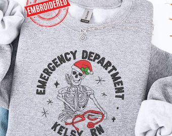 Embroidered Custom Emergency Nurse Sweatshirt Christmas Nurse Shirt ER Nurse Sweatshirt Emergency Department Sweatshirt Gift for Nurse