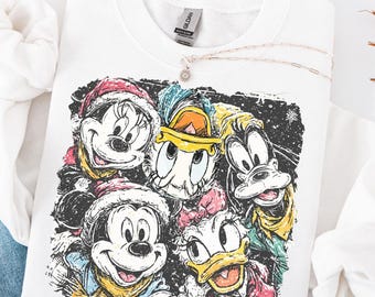 Retro Micky und Freunde Weihnachten Sweatshirt Disneyland Sweatshirt Vintage Disneyland Weihnachten Sweatshirt Weihnachten Familie passende Shirt