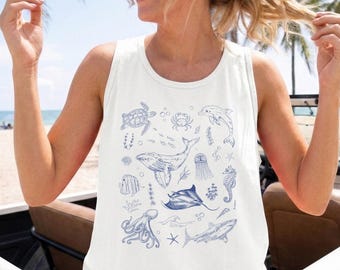 Comfort Colors® Vintage 90s Sea Animals Tank Top Ocean Animals Shirt Retro Sea Life Tee Sea Animals Shirt Retro Ocean Shirt Vintage Fish Tee