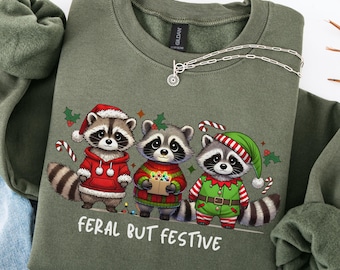 Wilde maar feestelijke trui kerst wasbeer trui leuke kerstshirts grappige dieren shirt Merry Christmas vakantie trui Xmas Gfit