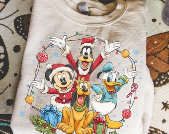 Retro Micky und Freunde Weihnachten Sweatshirt Disneyland Sweatshirt Vintage Disneyland Weihnachten Sweatshirt Weihnachten Familie passende Shirt