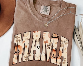 Halloween Mama Shirt Comfort Colors® Mom Halloween Shirt Spooky Ghost Mama Shirt Mama Halloween Fall Pumpkin Mama Tee Mama Fall T-shirt