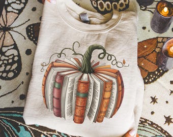 Fall Book Pumpkin Sweatshirt Pumkin Book Hoodie Fall Book Sweater Halloween Teacher Gift Retro Reading Halloween Sweater Book Lover Shirt