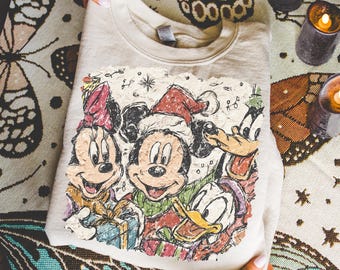 Retro Micky und Freunde Weihnachten Sweatshirt Disneyland Sweatshirt Vintage Disneyland Weihnachten Sweatshirt Weihnachten Familie passende Shirt