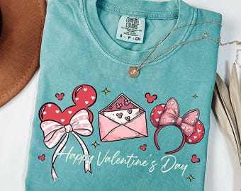 Comfort Colors® Disney Glücklicher Valentinstag T-Shirt Mädchen Reise T-Shirt Glücklicher Valentinstag T-Shirt Disney Valentinstag Paar Reise Shirt Valentinstag Geschenk