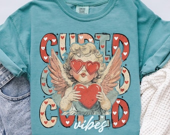 Comfort Colors® Vintage Cupid Valentine's Day Shirt Bootleg Valentine Retro Angel Shirt Cherub Graphic Tee Valentines Day T-Shirt