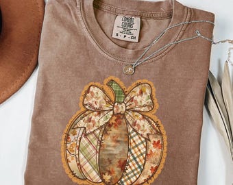 T-shirt citrouille patchwork Comfort Colors® T-shirt citrouille saison des citrouilles Chemise automne automne Chemise Action de grâces Chemise citrouille d'Halloween Citrouille d'automne