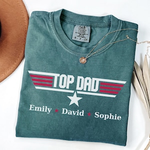 Comfort Colors® Personalized Top Dad Shirt With Kids Names Father&#39;s Day Shirt Father&#39;s Day Gift Funny Dad Shirt Best Dad Ever Army Dad Tee