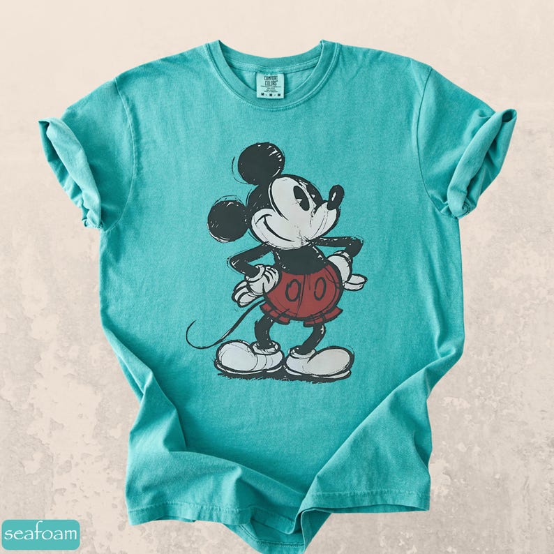 Retro Mickey Boxy-tröja Comfort Colors® Klassisk pose Musse Pigg-tröja i vintagestil Disney-tröja Disney-par-semester-tröja bild 5