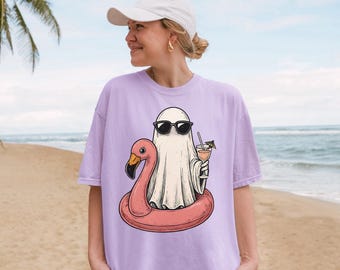 Comfort Colors® Sommarvibbar-tröja Söt spök-tröja Sommarvibbar-tröja Trendig sommartröja Present till henne Strand-tröja Sommar Halloween-semester-tröja