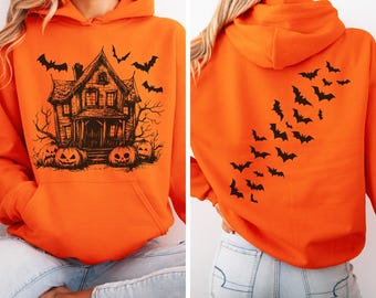 Vintage Haunted House Shirt Vintage Spooky Season Shirt Halloween Gift Vintage Halloween Shirt Vintage Halloween Bats Sweatshirt Bat Hoodie