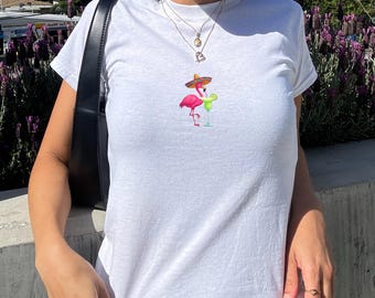 Flamingo Baby T-Shirt Vintage Love Y2K Ästhetik Baby-T-Shirt Vintage Love Boho Style Outfit Sommer Vibes Baby-T-Shirt