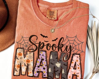 Comfort Colors® Halloween Mama Shirt Mom Halloween Shirt Spooky Mama Shirt Mama Halloween Cute Ghost Tee Cute Mama Outfit Halloween Mom Gift
