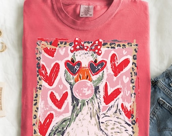 Brushstroke Love Goose Comfort Colors® Tシャツ、Silly Goose シャツ、バレンタインデーギフト、Goose Hearts シャツ、バレンタインギフト