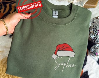 Embroidered Personalized Christmas Sweatshirt Embroidered Christmas Custom Name Crewneck Sweater Custom Xmas Gift Custom Family Sweaters