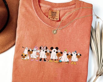 Koszulka z motywem ducha Myszki Miki i Przyjaciele Comfort Colors® Disney Halloween Shirt Koszulka z motywem ducha Myszki Miki i Przyjaciele Retro Bluza z nadrukiem Myszki Miki Disney Halloween Tees