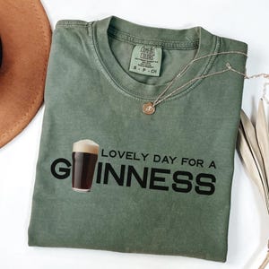 Comfort Colors® Guinness T-Shirt Lovely Day For A Guinness Tee St. Patrick&#39;s Day Tee Split the G Shirt Funny Frat Beer Drinking Tee
