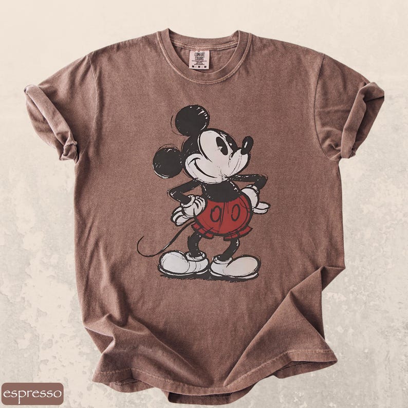 Retro Mickey Boxy-tröja Comfort Colors® Klassisk pose Musse Pigg-tröja i vintagestil Disney-tröja Disney-par-semester-tröja bild 4