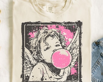 Camiseta vintage de Cupido para San Valentín de Comfort Colors®, camiseta retro de ángel, camiseta con gráfico de querubín, camiseta para San Valentín, regalos para San Valentín