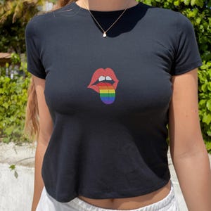Lesbian Baby Tee Y2K Baby Tee Funny Gay Shirt Femme Lesbian Pride Shirt LGBTQ Baby Tee Sapphic Gift Pride Baby Tee